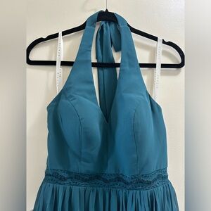 Azazie Asana peacock bridesmaid dress, size A4